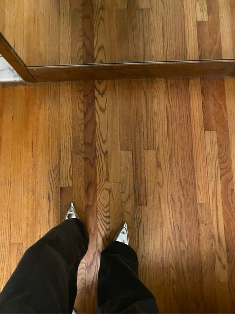 NEW Reformation Patent Leather Silver Metallic Pointer Loafer Slingback Heels - Picture 4 of 8